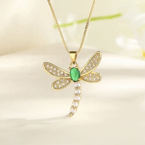 Colliers originaux en zircon plaqué or 18 carats, motif libellule exquise, vente en gros, bijoux de mode pour femmes - Product Image 4