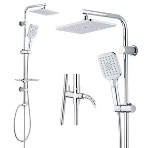Ensemble <span class=keywords><strong>de</strong></span> douche avec rail <span class=keywords><strong>de</strong></span> douche surélevé, tête <span class=keywords><strong>de</strong></span> douche à effet pluie, tuyau tressé, norme G1/2, pour achat en gros, remise - Product Image 1