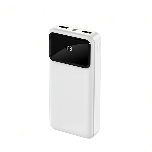 OEM Ultra Slim Li-Polymer 2-in-1 Fast Charging Portable Power Bank 10000mAh/20000mAh with LED Display and Cable for Outdoor Use