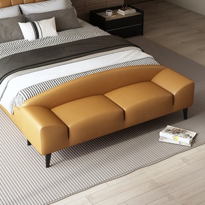 Luxury High-End <strong>Leather</strong> Bed Stool &amp; Bench Modern Minimalist Bedroom Ottoman for Clothes <strong>Storage</strong> - Product Image 3