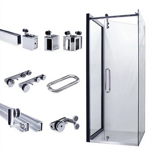 Système de fixation murale coulissante latérale moderne en acier inoxydable sans cadre pour porte de douche en verre pliable, facile à nettoyer, idéal pour les petits salles de bain - Product Image 3
