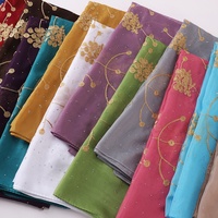 Hijab Chiffon Bordir Motif Bunga Warna Musim Semi Panjang untuk Wanita Malaysia, Model Terbaru H475