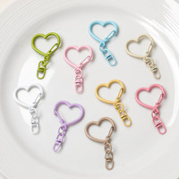 Mousqueton pivotant coloré en forme de cœur avec fermoir à ressort, crochet porte-clés, breloque de sac, pendentif bijou, accessoires pour la fabrication de jouets DIY