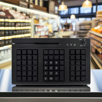 Precio de fábrica Mini Teclado mecánico POS totalmente programable de 66 teclas con lector de tarjetas de banda magnética para sistemas POS