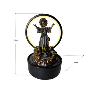 Fontaine d'eau intérieure de bureau avec cascade et lumière LED, statue religieuse, décoration aquatique - Product Image 2