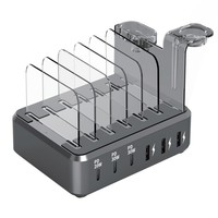 Station de charge USB 6 ports 110W, 3x 20W PD USB C + 3x USB a, chargeur rapide pour iPhone, iPad, tablette Android, 5 couleurs