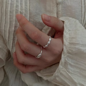S925 Sterling Silver Shell <b>Open</b> <b>Ring</b> Bean Band Korean Style Simple Versatile For Women Everyday Wear - Product Image 2