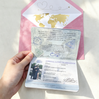 Invitations de mariage en gros : Passeports et cartes d'embarquement personnalisés avec impression photo – Livret invitation mariage destination