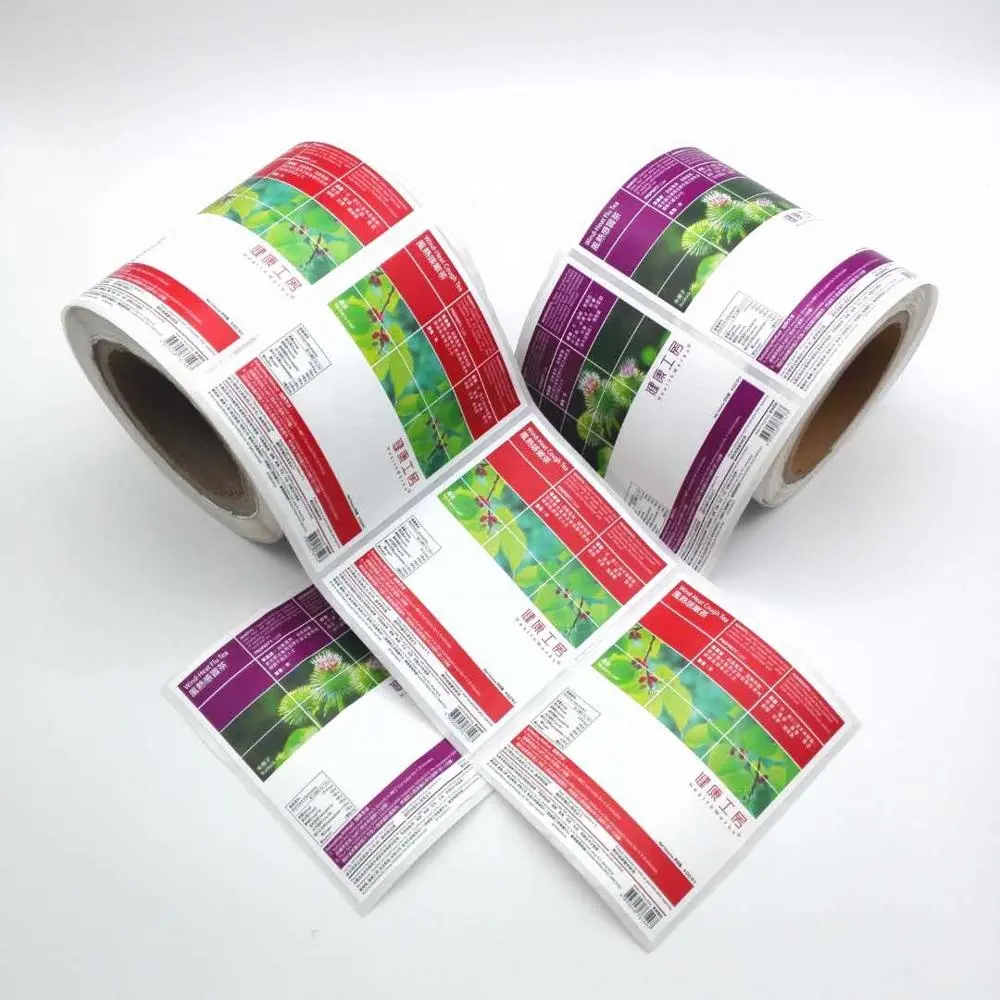 Label dan Kotak Stiker Kustom Tahan Air untuk Label Stiker Opp Rol Steroid