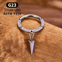 ASTM F136 Titan Klappbarer Segment-Clicker Nasenring 16G mit Zirkonia-Pavé für Septum, Helix, Lobe, Tragus Ohrring Piercing Schmuck