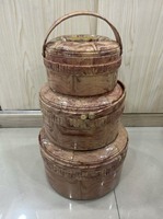 Elegante Juego de 3 Recipientes Térmicos para Alimentos de 2.5L, 5L y 8L, con Textura de Madera, Aislados, con Interior de Acero Inoxidable, para Servir en Fiestas