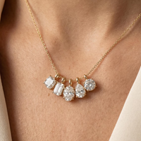 Pendentif solitaire en or jaune 14k 18k vintage avec diamant de laboratoire certifié IGI 1CT 2CT 3CT, taille émeraude, radiant, ovale, poire, marquise