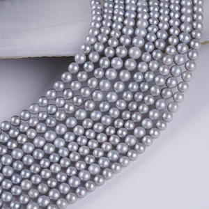 สร้อยไข่มุกน้ำจืดทรงกลมสีเทาธรรมชาติ ขนาด 5-6 มม. แบบกึ่งสำเร็จรูป สำหรับทำเครื่องประดับ DIY สร้อยคอไข่มุกน้ำจืดสุดหรู - Product Image 4