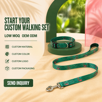 Ensemble laisse et collier pour chien Flamingo réfléchissant, directement de l'usine, en sangle polyester avec revêtement PVC, mousqueton pivotant, personnalisable, pour promenade de luxe