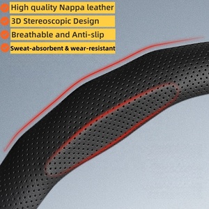 Coprivolante per Auto in Pelle Nappa Microfibra di Lusso a Forma di D, Universale 15 Pollici, Protezione Antiscivolo per Tutte le Stagioni - Product Image 3