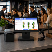 Terminal de caisse tactile à double écran 15 pouces OEM d'usine, machine POS, Windows 10/11