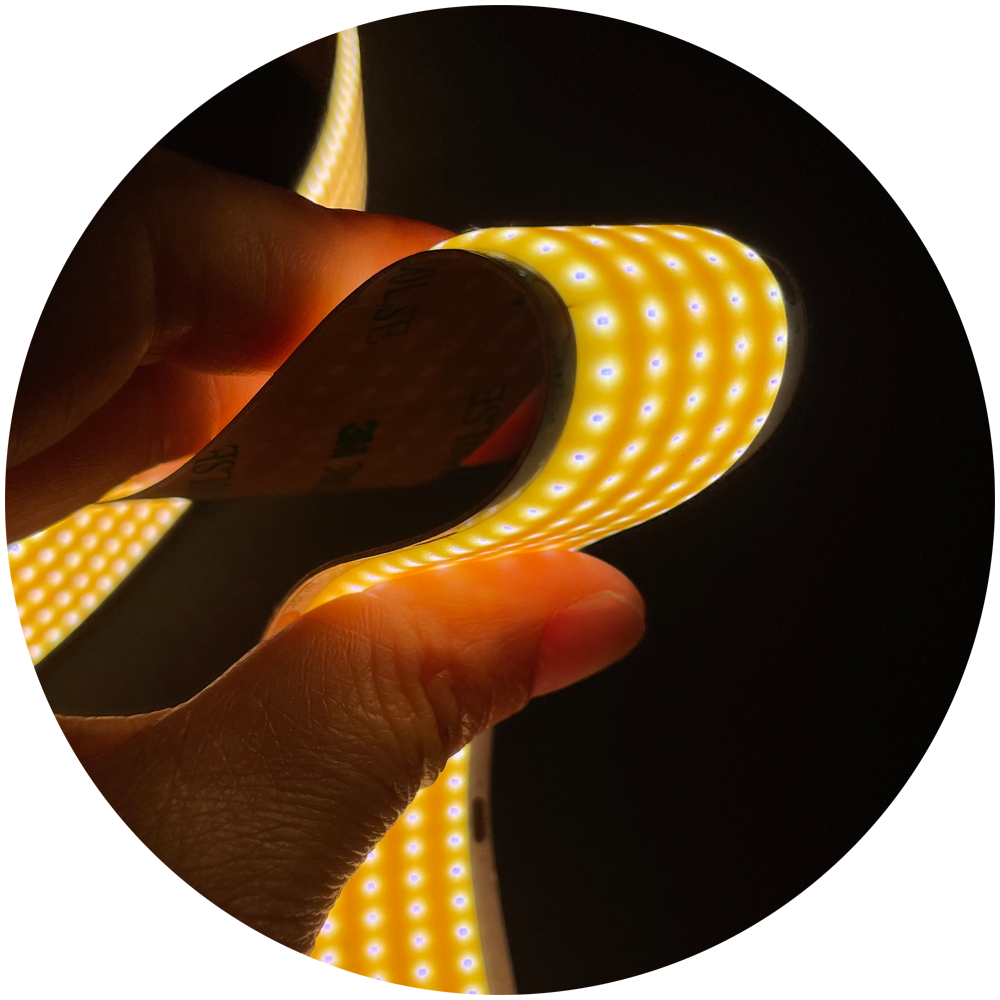 3000k 4000k 6500k Dot Free 40w/m 120lm/m DC24V 30MM Flexible Rope Tape Ribbon Cob DC12V Led Light Strip for Led Light Design