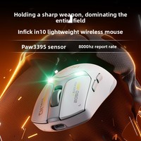 Souris de jeu pour ordinateur portable IN10 Tri-Mode 2.4G//Filée PAW3395 6 boutons rétroéclairée pour droitier