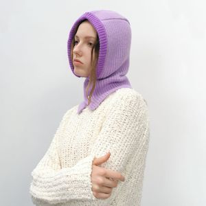 Bonnet d'hiver en tricot pour <span class=keywords><strong>femme</strong></span>, cagoule, écharpe chaude, bonnet en laine, cache-cou, col, cache-oreilles - Product Image 4