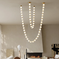 Lustre en verre de style collier de luxe, lampe sur mesure pour plafond haut, luminaire suspendu pour hall de villa