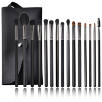 EMF Lot de 15 pinceaux de maquillage de luxe avec sac, marque privée, ensembles complets de pinceaux de maquillage pour maquilleurs professionnels noirs