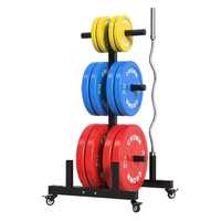 Vente en gros de barres d'haltères d'haltérophilie fixes intégrées Barre de gymnastique avec revêtement en caoutchouc Bancs et supports