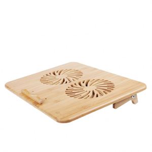 Soporte de Refrigeración para Portátil Ajustable y Ecológico de Bambú con Dos Ventiladores USB, Artesanía para el Año Nuevo Chino - Product Image 1