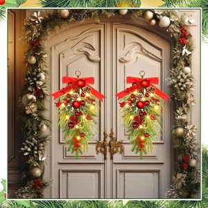 New Popular Christmas Garland Hanging Eco-friendly Artificial Wreath with Red Ball and <b>Pinecone</b> Decor for Holiday Home Decor - Product Image 1