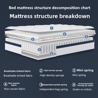 Matelas en latex de qualité hôtelière cinq étoiles, avec ressorts ensachés et un design moderne et minimaliste ; Disponible en version ferme – Meilleure vente
