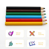 Ensemble de 6 mini crayons de couleur demi-longueur en boîte pour écoliers et enfants dessinant