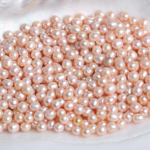 ลูกปัดมุกน้ำจืดธรรมชาติจูจี้ ขนาด 6-7 มม. สีขาว ทรงกลม สำหรับทำสร้อยคอ DIY  ขายส่ง - Product Image 1