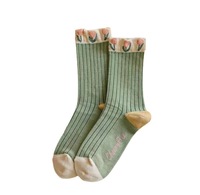 Chaussettes à froufrous à la mode au design personnalisé Mignon Lovely 3D Cotton Women Luxury Designer Flower Crew Socks