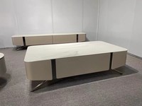 Ensemble table basse et meuble TV en pierre frittée de luxe léger, style moderne minimaliste, armoire murale pour salon et usage hospitalier