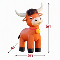 Vache gonflable pour décorations de Noël sur le thème de la ferme, adorable vache Highland pour jardins extérieurs et décorations de fête à LED