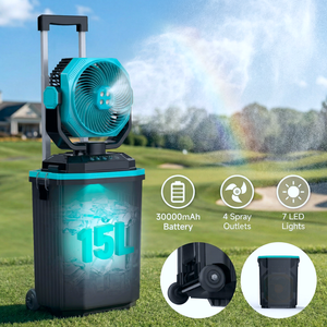 Ventilateur <span class=keywords><strong>de</strong></span> camping portable avec batterie 30000mAh, humidificateur à brumisation 15000ml, 4 vitesses, oscillation automatique à 120 degrés, télécommande, lumière - Product Image 4