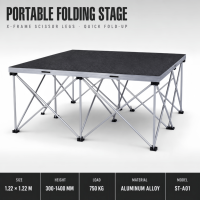 Scène mobile portable en aluminium 4x8 pieds (1,22x1,22m) – Installation rapide, capacité 750 kg/m², résistante aux intempéries pour événements et concerts en extérieur