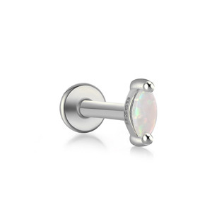 Boucles d'oreilles clous en argent sterling S925, opale simple, œil de cheval serti d'un diamant, 16G, à tête plate, pour piercing d'oreille, vente en gros - Product Image 3