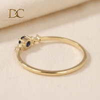 Bague en or massif 14 carats faite à la main avec diamant de laboratoire et saphir bleu royal, nouveau design élégant, bijoux de mariage pour femmes