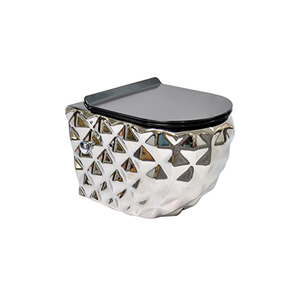 Inodoro Moderno de Una Pieza con Acabado Plateado de Alta Calidad, Montado en la Pared, con Tanque Oculto, Doble Descarga, Cerámica, para Baño - Product Image 4