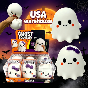 Jouet Squishy Fantôme d'Halloween Géant 13,5x13cm Écologique en Forme de Dessin Animé, Jouet Anti-Stress Doux à Presser, Récompense pour la Classe - Entrepôt USA - Product Image 1