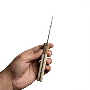 Couteaux Rajput à lame fixe Drop Point en acier Damas, manche en bois Pakka bleu, garantie 3 ans, personnalisable, survie, bricolage - Product Image 4