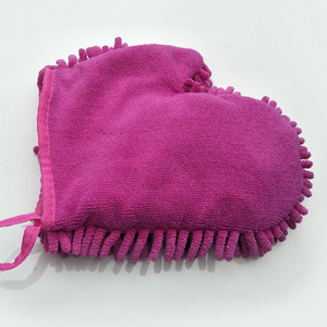 Gant de lavage de voiture en microfibre chenille violet 25,5x23 cm pour le nettoyage des véhicules - Product Image 3