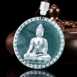หยกธรรมชาติ พระพุทธรูปหยก จี้หยกน้ำเงิน หยกชนิดน้ำเงิน สไตล์จีน ของขวัญสำหรับทุกเพศ พร้อมใบรับรองการประเมินราคา C128 - Product Image 1
