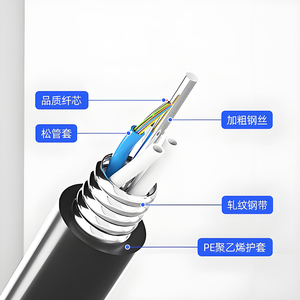 Outdoor Armored Optical <strong>Fiber</strong> Cable GYTS G.652D <strong>Fiber</strong> 4-144 Cores SM Single Mode For MAN Backbone Duct/Aerial Installation - Product Image 3