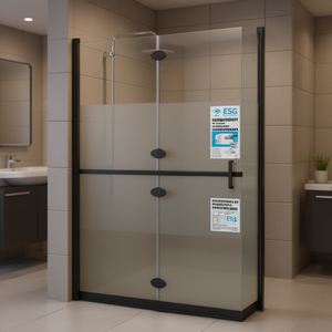 Paroi de douche pliable en verre ESG 39,4x74,8 avec cadre, design minimaliste - Product Image 2