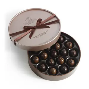 Groothandel Recycle Design Logo Bedrukte Chocolaatjes Ronde Dozen Custom Luxe Verpakking Chocoladedoos