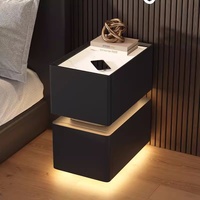 Table de chevet intelligente créative avec lumière à capteur, minimaliste, écologique, durable, 2 tiroirs de rangement, meuble de nuit sans fil pour la maison