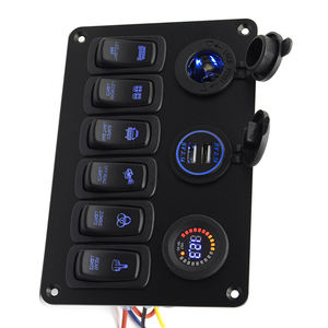 Dc 12V 24V 6 Gang Marine Boat 4.2A Dual USB Car Charger color voltímetro Aluminio push ON OFF Switch Panel - Product Image 5