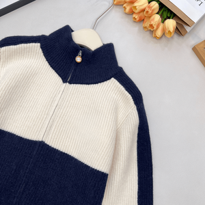 Cárdigan de punto con cremallera completa y cuello alto para mujer, suéter acanalado de manga larga, ropa informal para otoño e invierno - Product Image 5