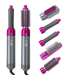 Electric Styling Toot Set Negativo Ion Secador de ar quente escova de cabelo Straightener Comb Curler 5 Em 1 Hair Styler para As Mulheres